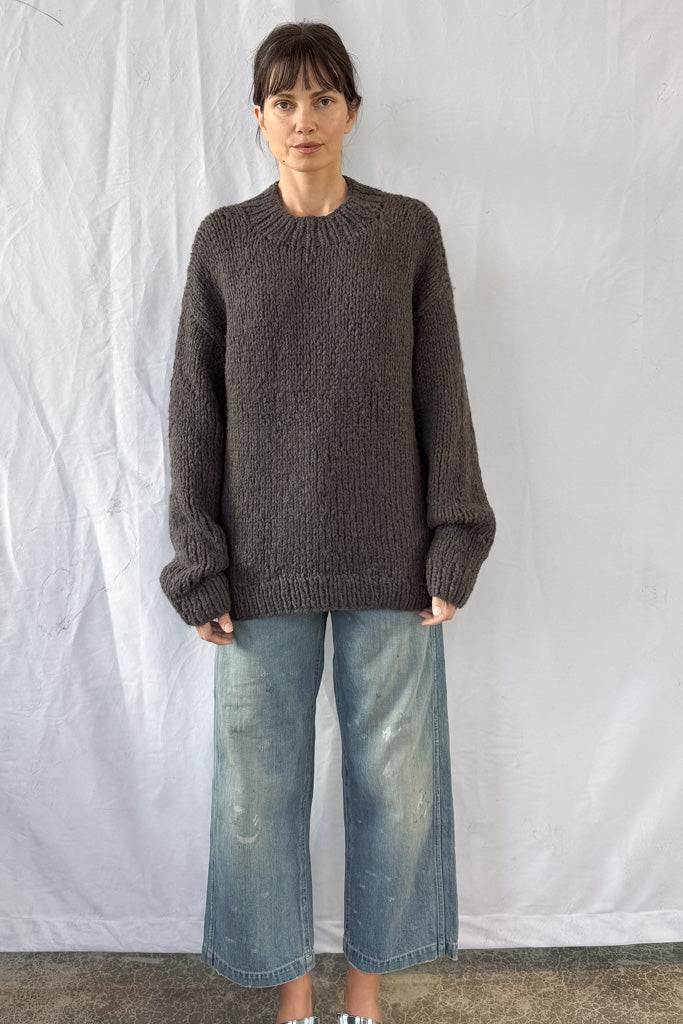 Handknit Coal Crewneck Sweater - Image 11