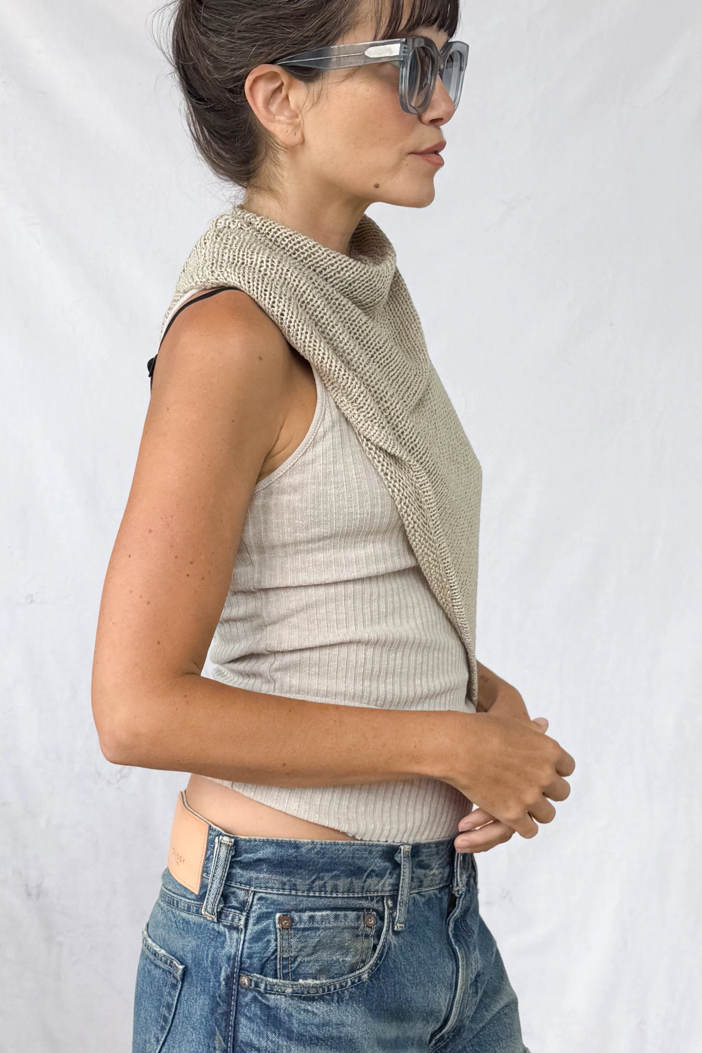 Linen Open Knit Poncho - Image 11
