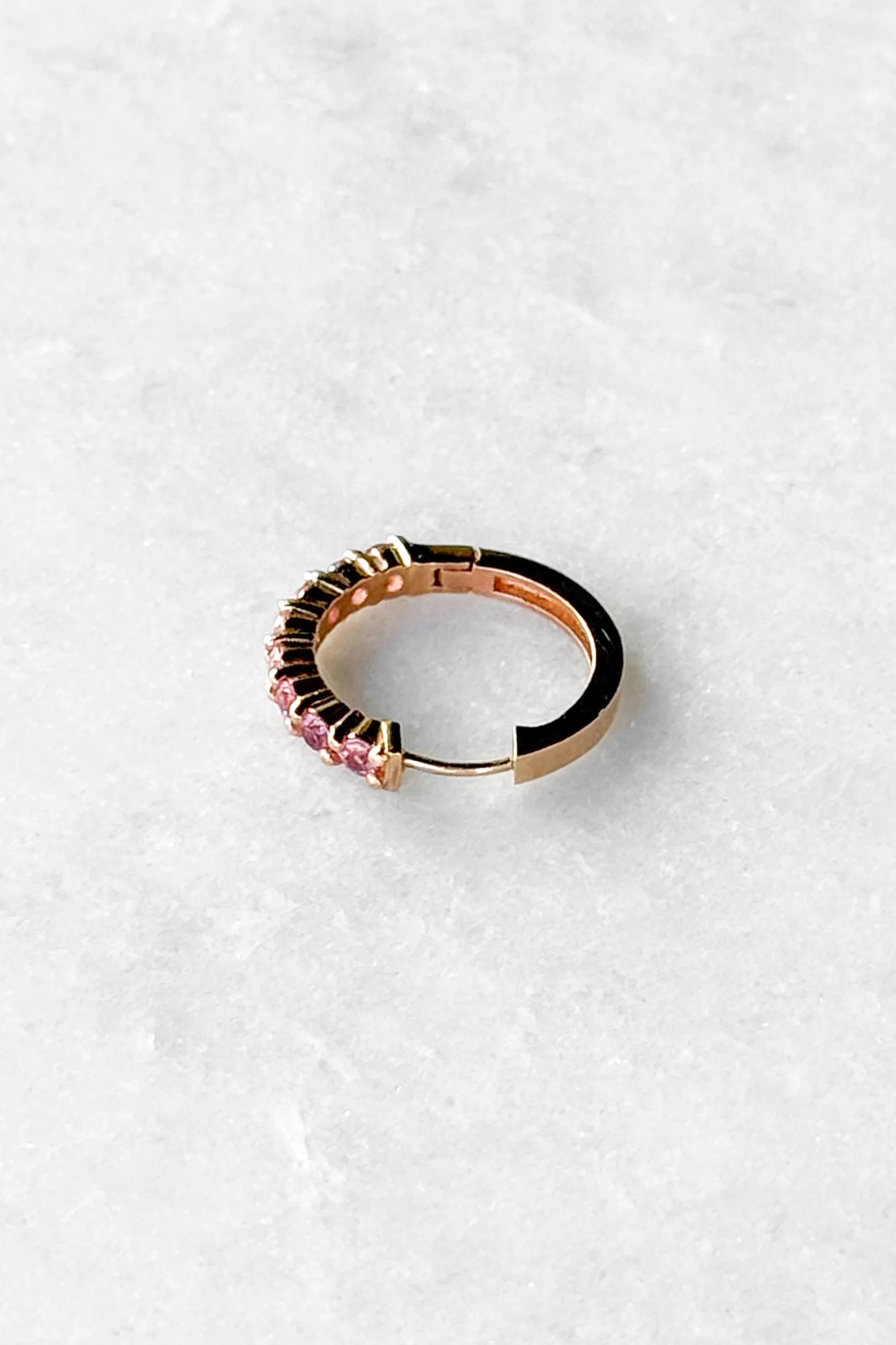 Pink Sapphire Huggie Hoop Earring - Image 8