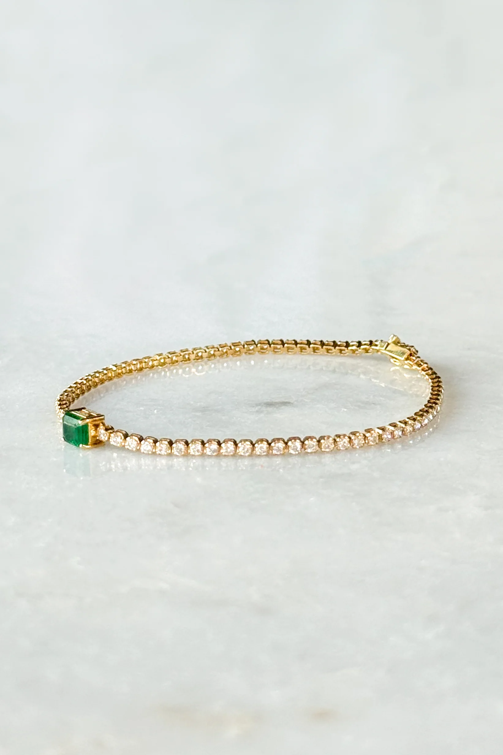 Radiant Emerald & Diamond Tennis Bracelet - Image 10