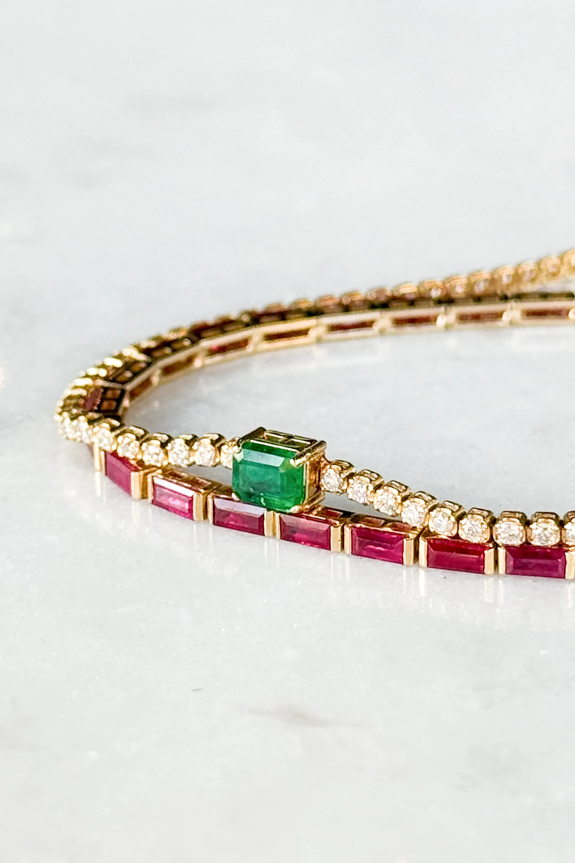 Radiant Emerald & Diamond Tennis Bracelet - Image 4