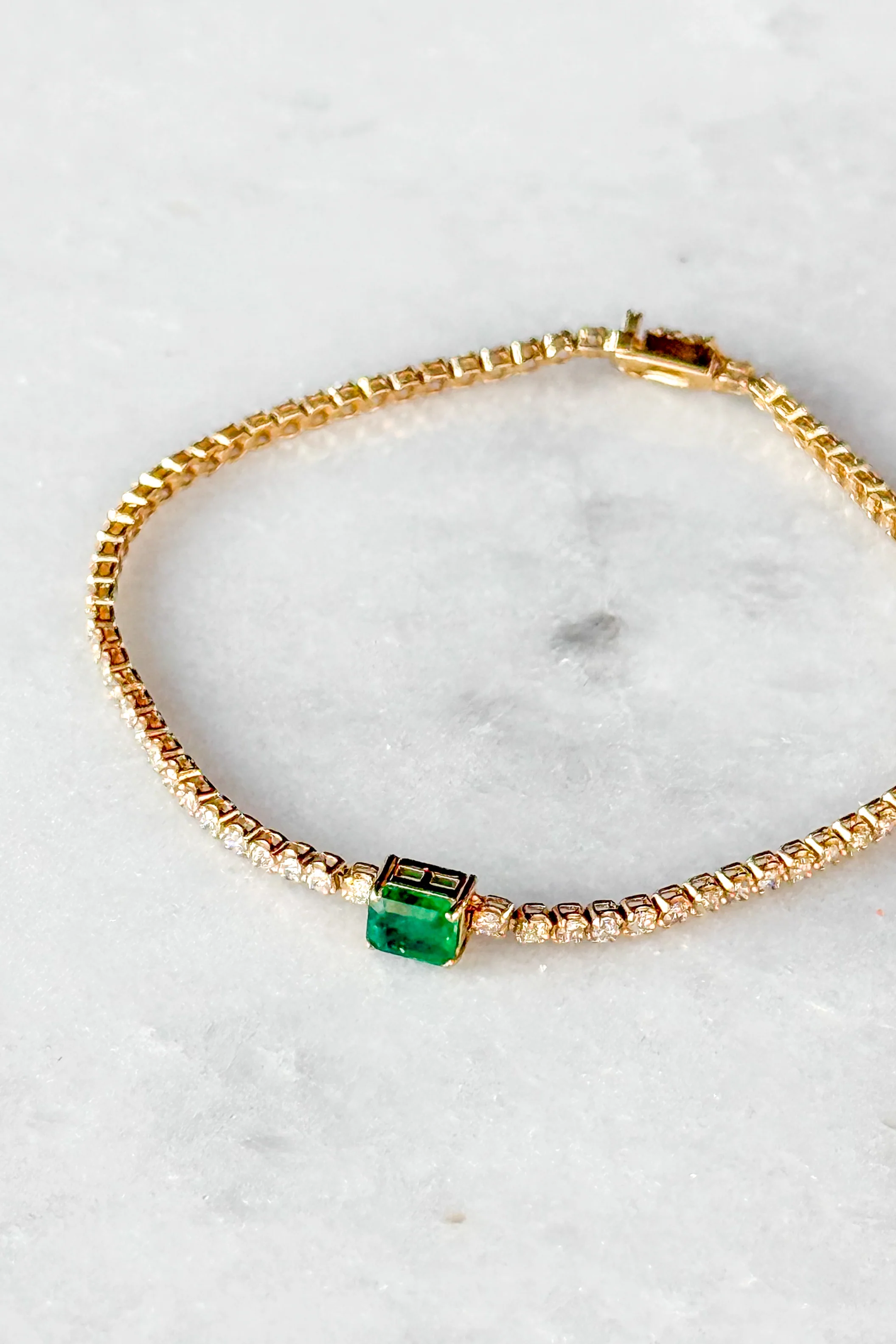 Radiant Emerald & Diamond Tennis Bracelet - Image 5