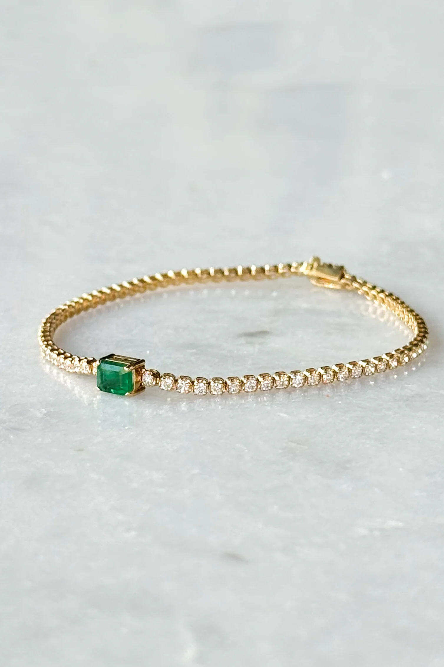 Radiant Emerald & Diamond Tennis Bracelet - Image 8