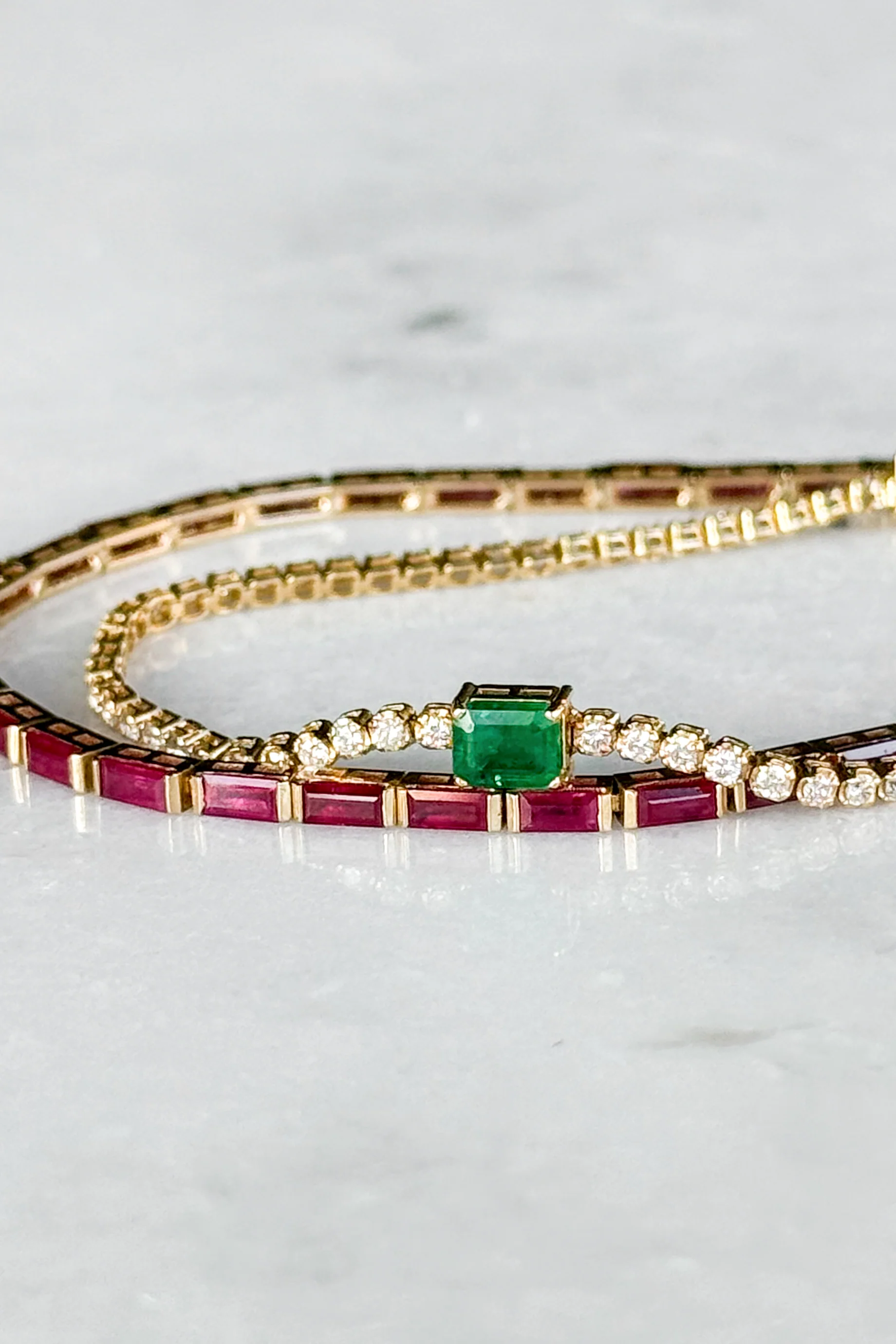 Radiant Emerald & Diamond Tennis Bracelet - Image 9