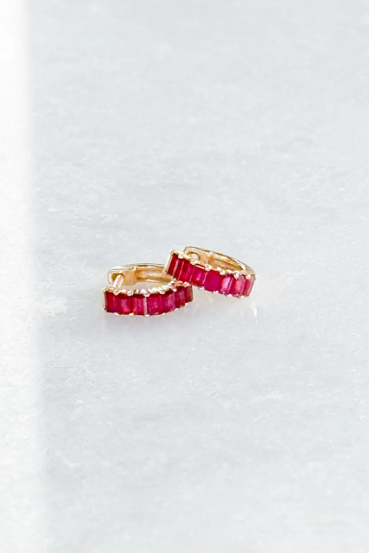 Ruby Baguette-Cut Huggie Hoop Earring - Image 4
