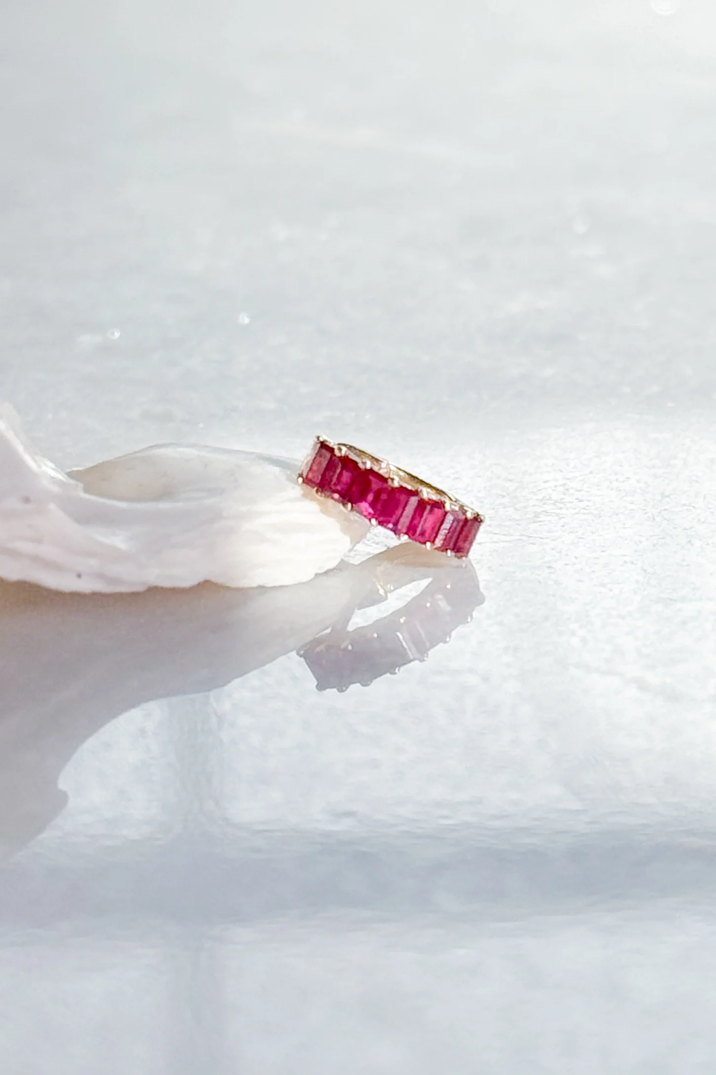 Ruby Baguette-Cut Huggie Hoop Earring - Image 5
