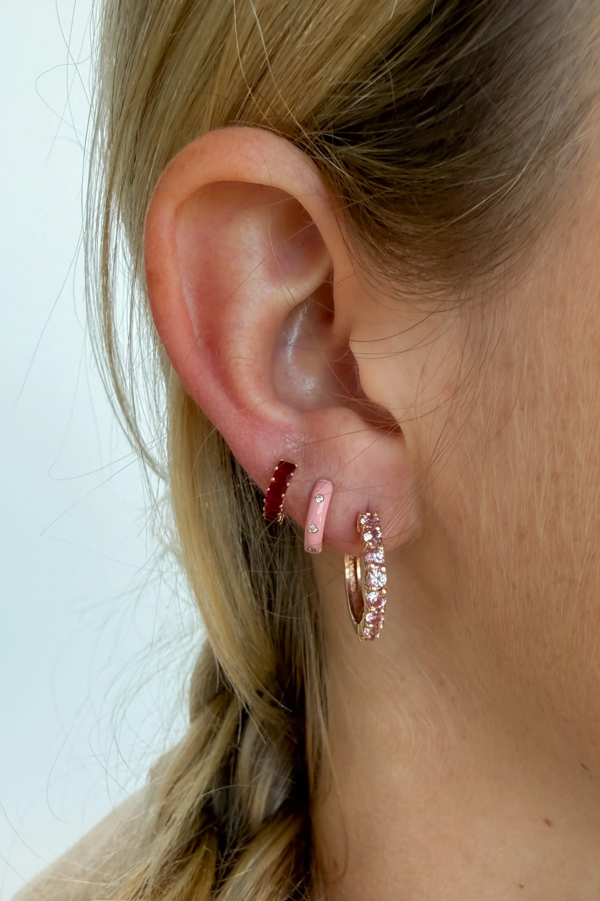 Ruby Baguette-Cut Huggie Hoop Earring - Image 6